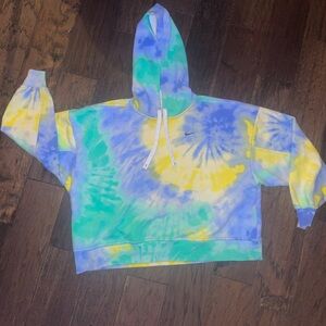 Nike ; Tye Dye Cropped Hoodie
